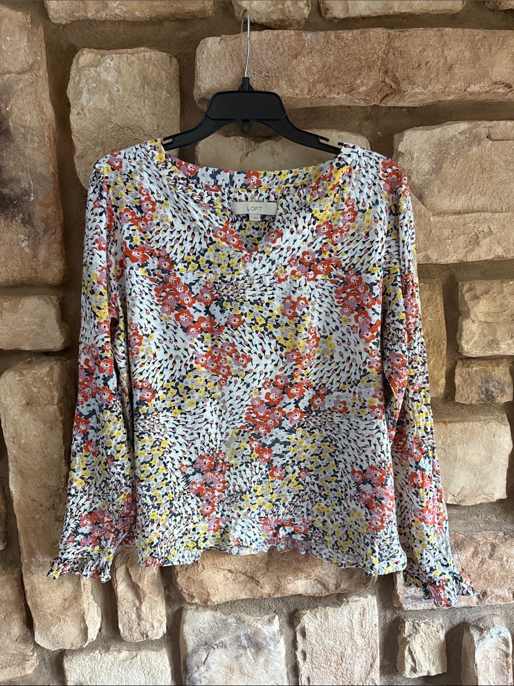 LOFT floral peasant blouse size L